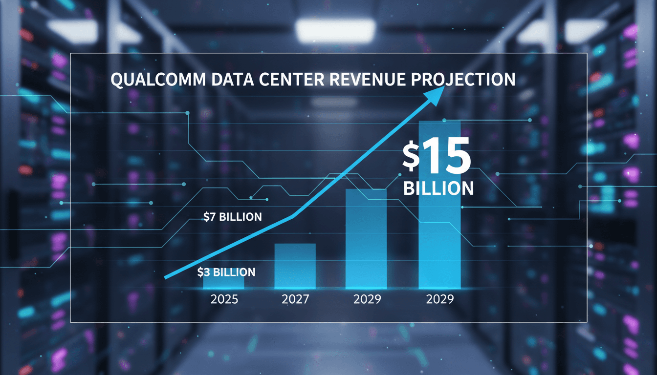Qualcomm's strategic expansion into the data center market with projected revenue growth.