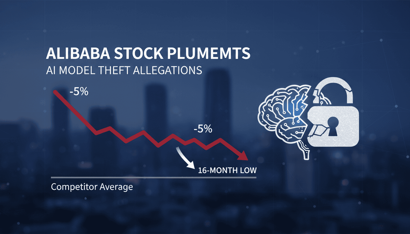 Alibaba stock performance chart amid AI theft allegations