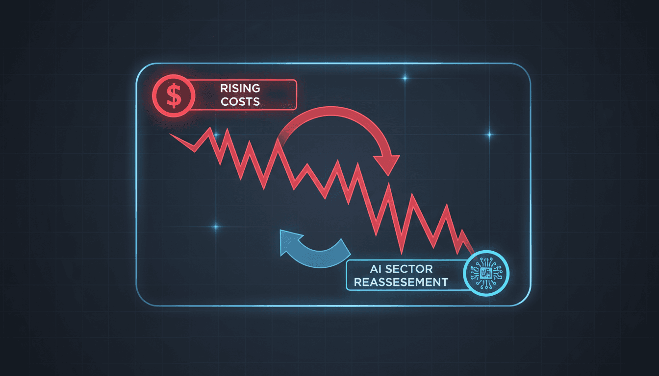 Graph showing the decline of technology stocks amid rising costs and AI investment concerns.