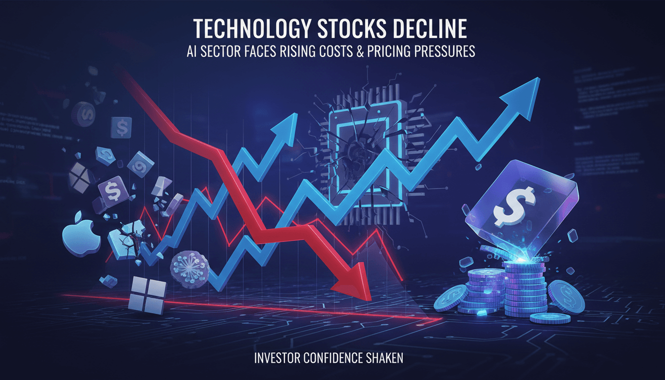 Technology stocks decline as AI sector faces rising costs and pricing pressures