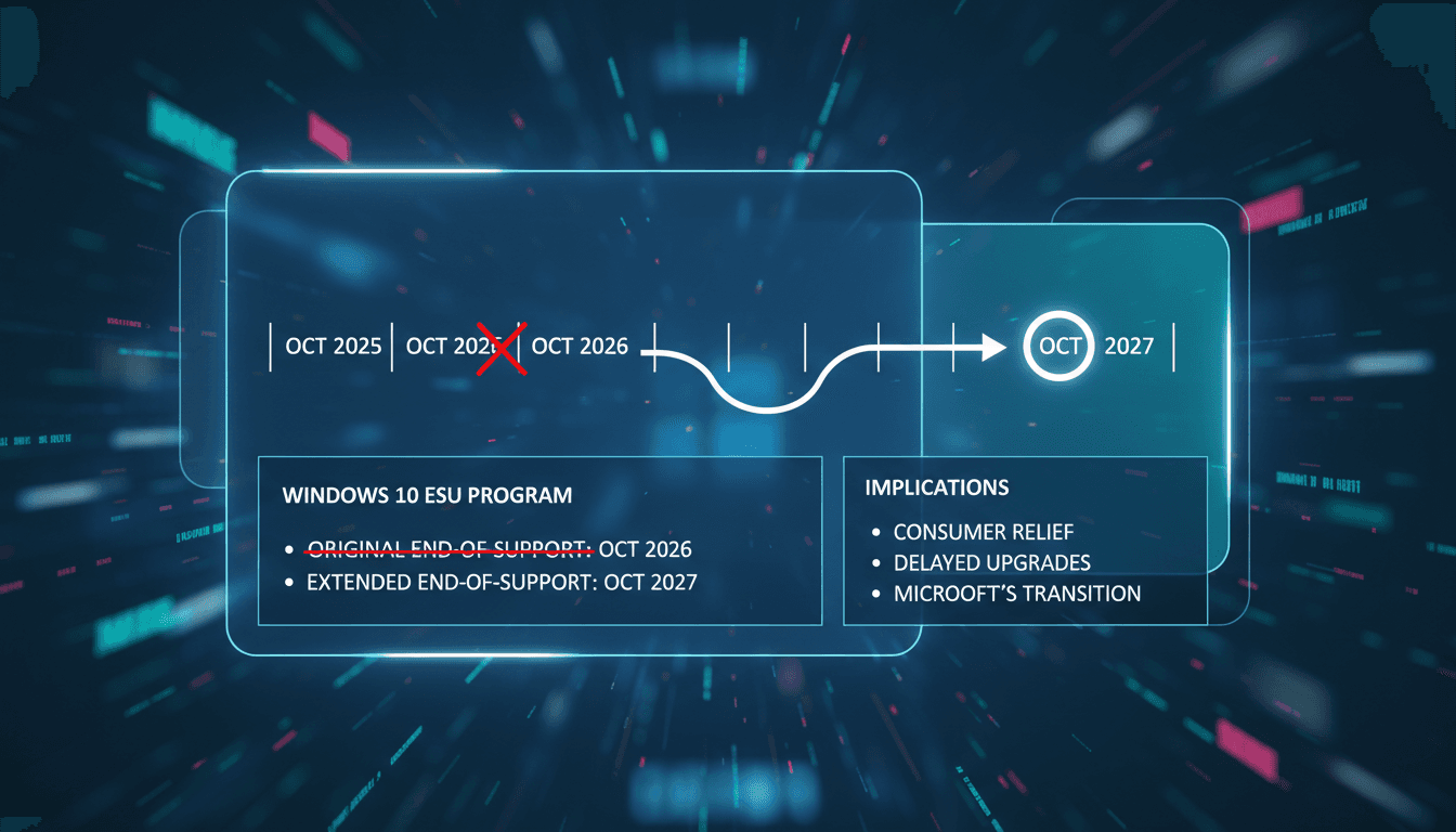 Microsoft extends Windows 10 Extended Security Update program to October 2027