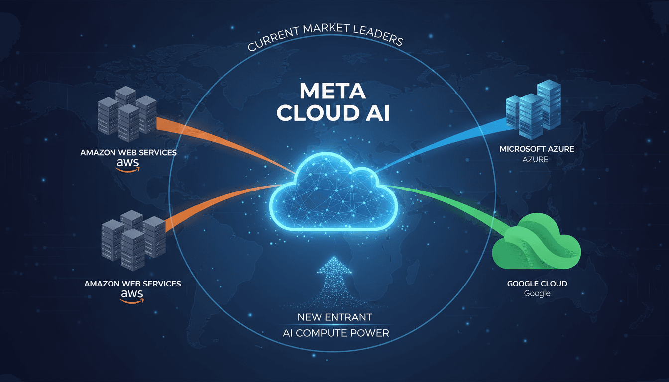 Meta Platforms logo with a cloud computing theme
