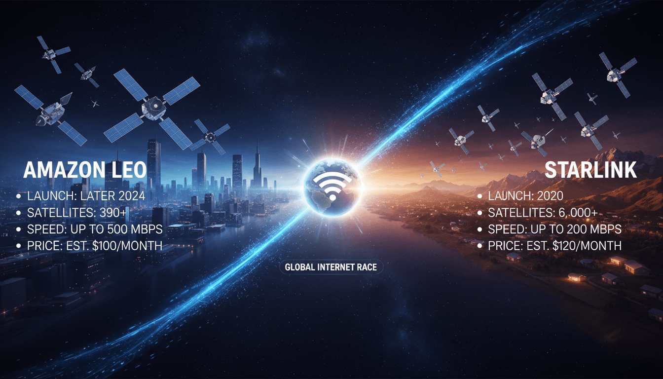 Amazon LEO satellite internet service launch announcement