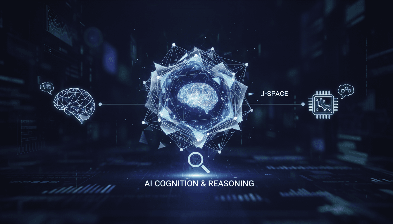 Illustration of J-space structure in AI models and its cognitive implications.
