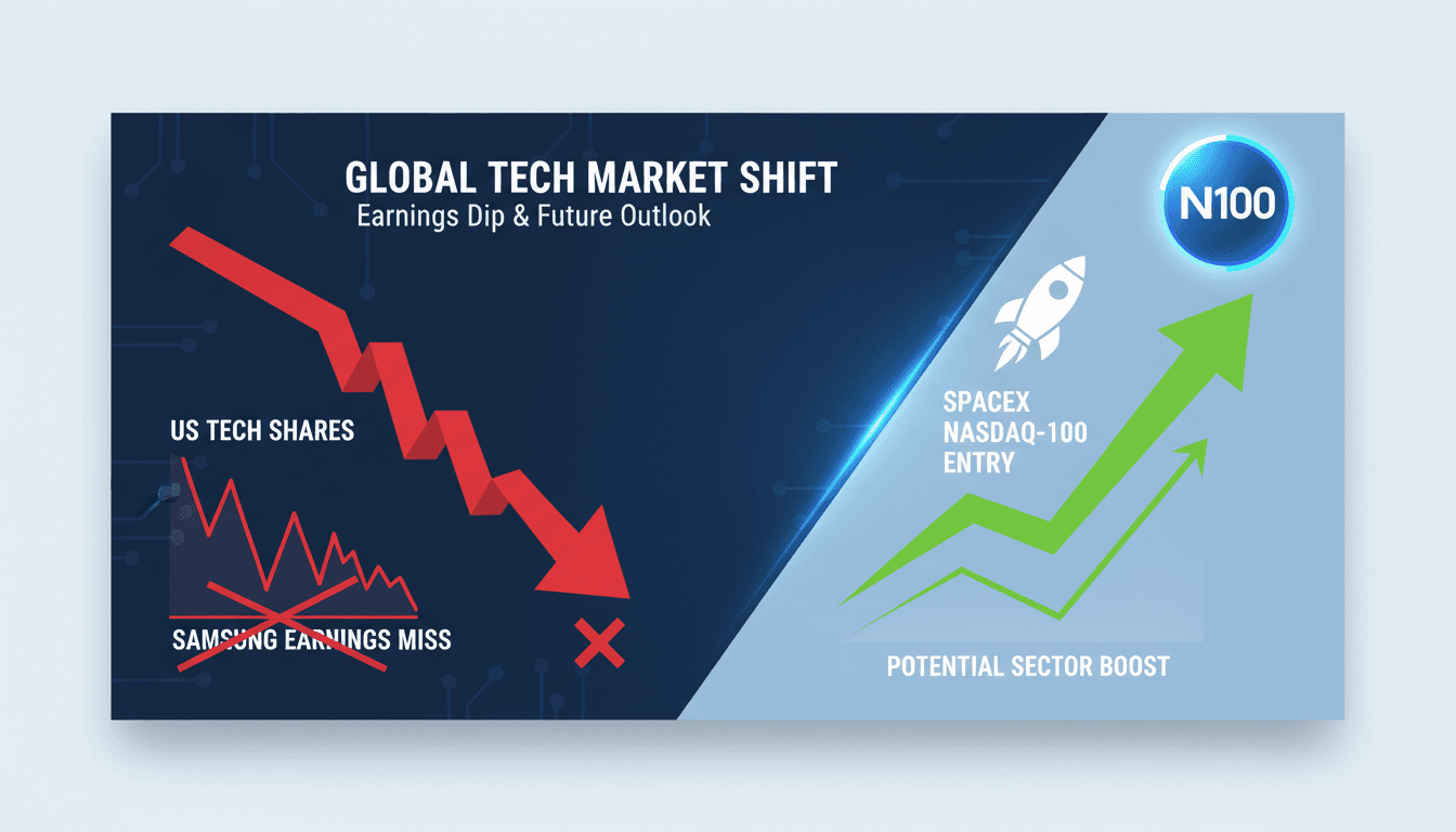 Graph showing the decline of US tech shares following Samsung's earnings report.