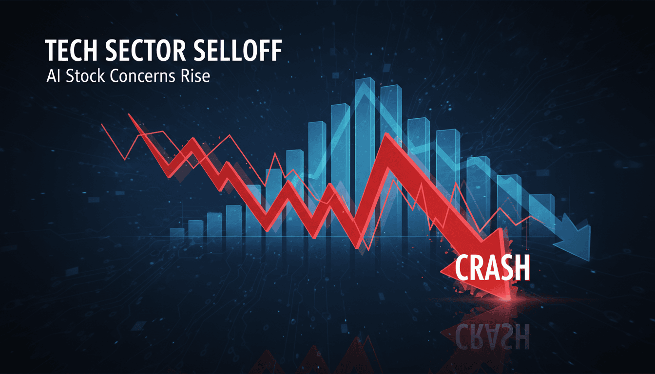 Declining semiconductor stock prices and Nasdaq futures graph