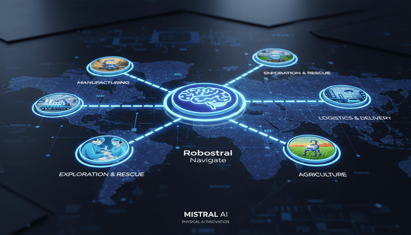Mistral AI's Robostral Navigate model in action, showcasing robotics navigation technology.