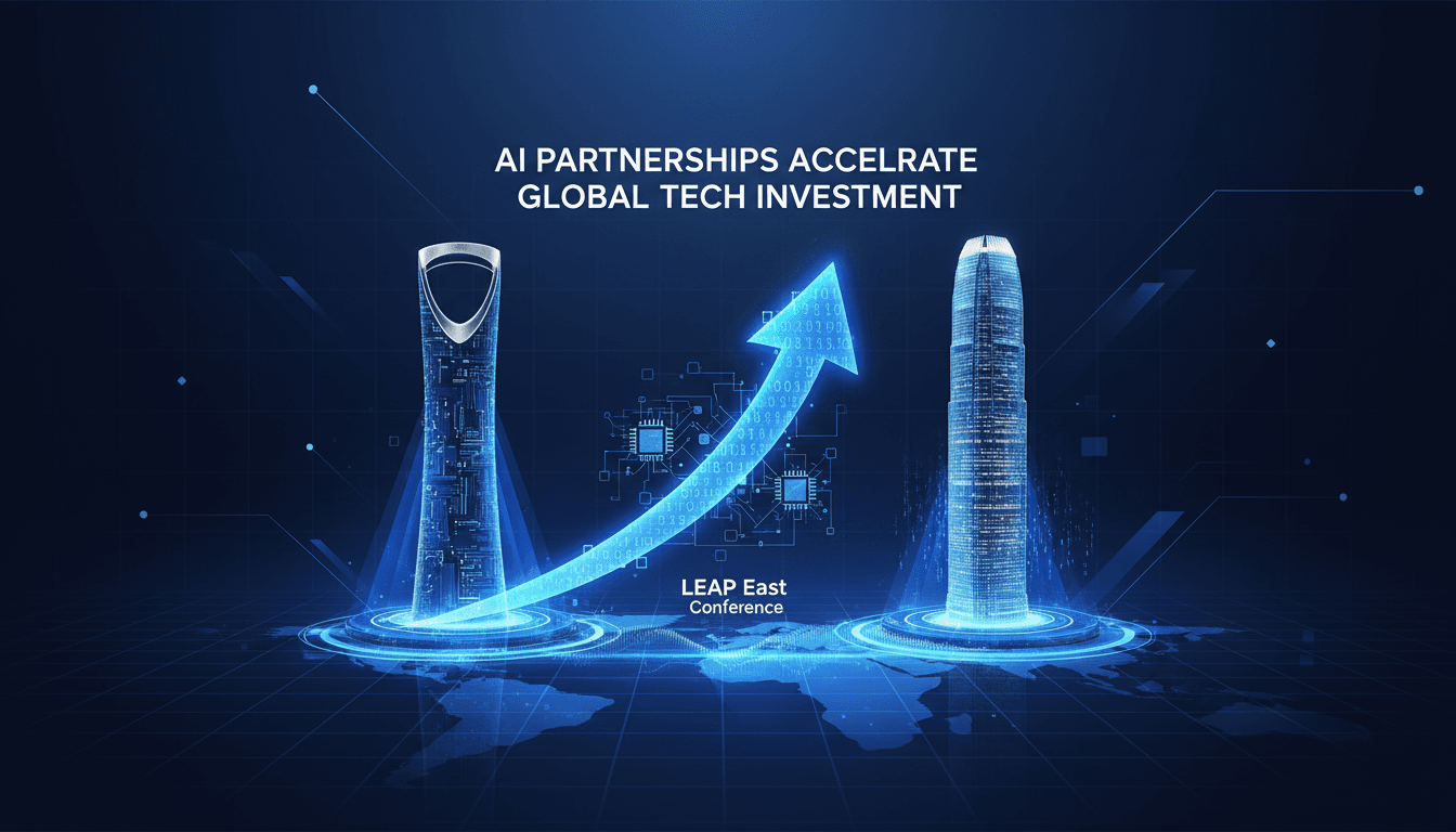Saudi Arabia and Hong Kong officials discussing AI partnerships at LEAP East conference.