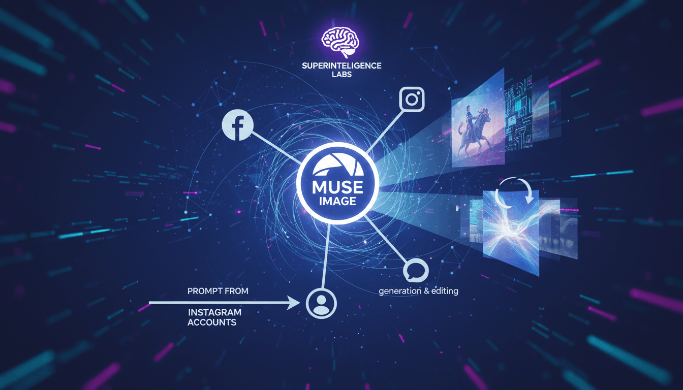 Illustration of Meta's Muse Image AI model in action on social media platforms.