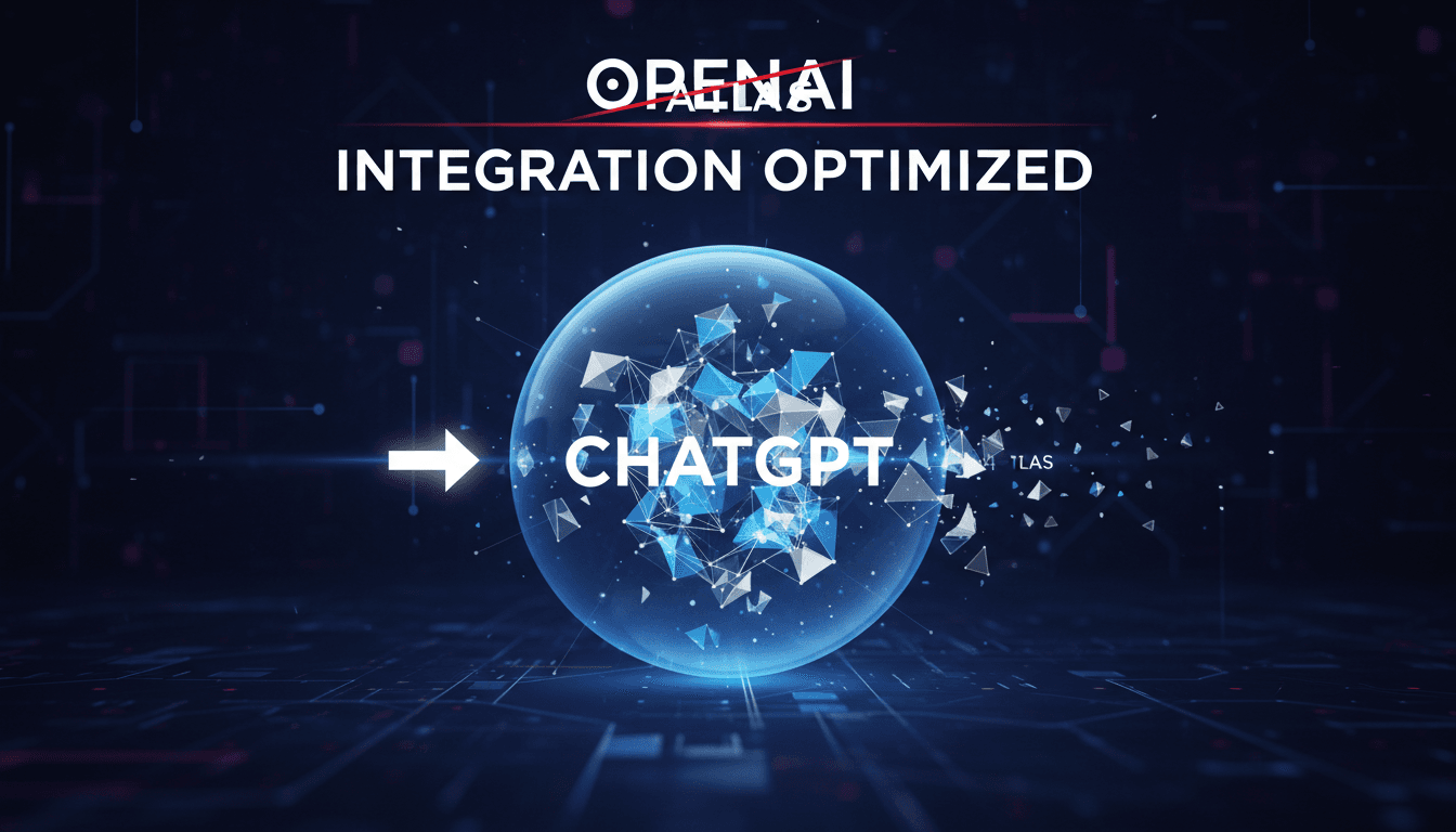 OpenAI logo with a background of digital integration concepts