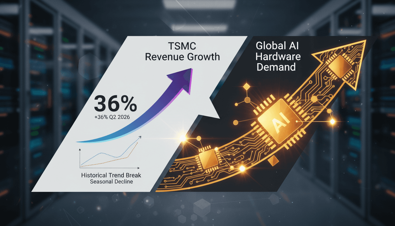 TSMC revenue growth chart highlighting AI hardware demand trends.