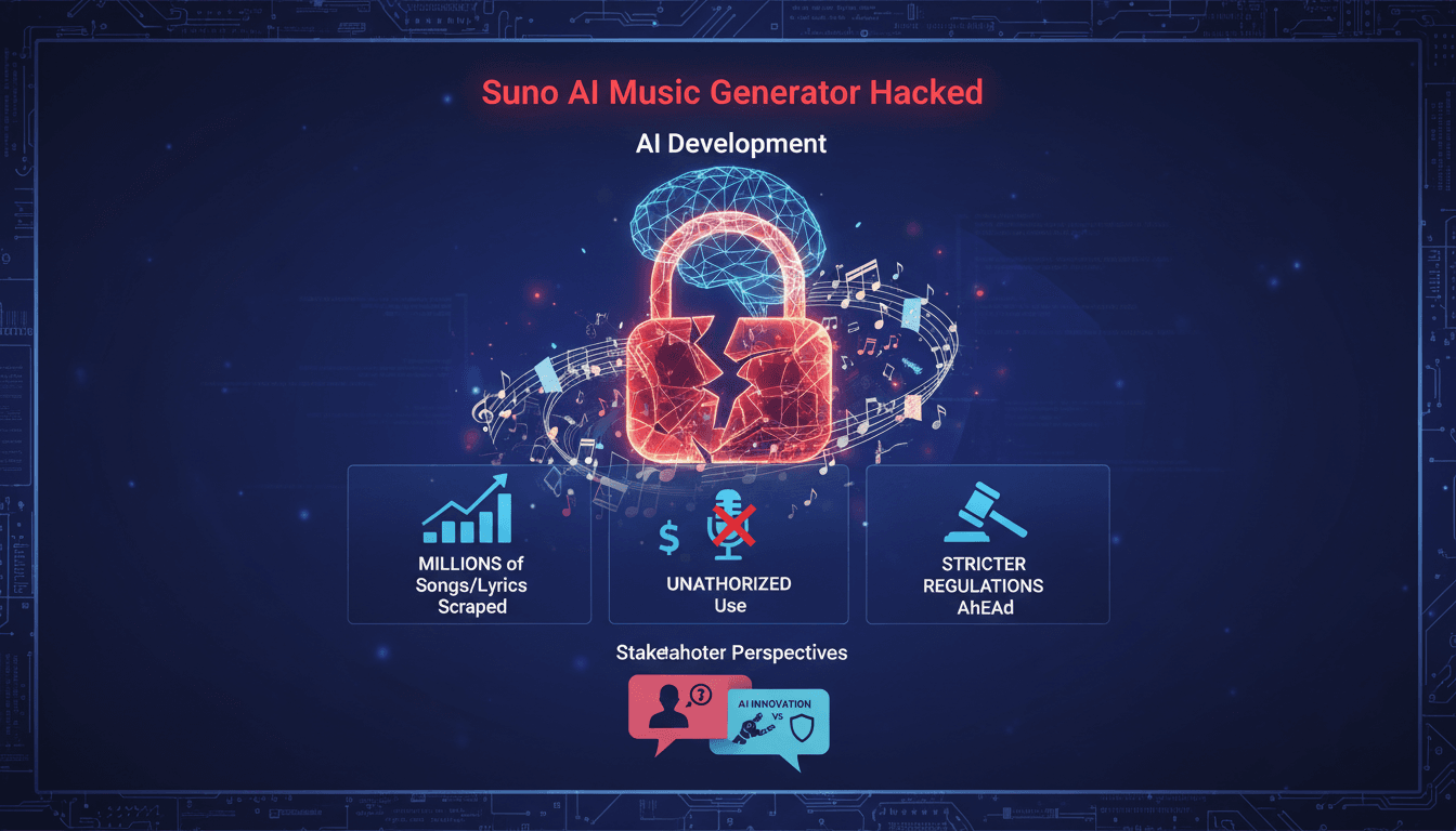 Suno AI music generator logo with a digital security theme