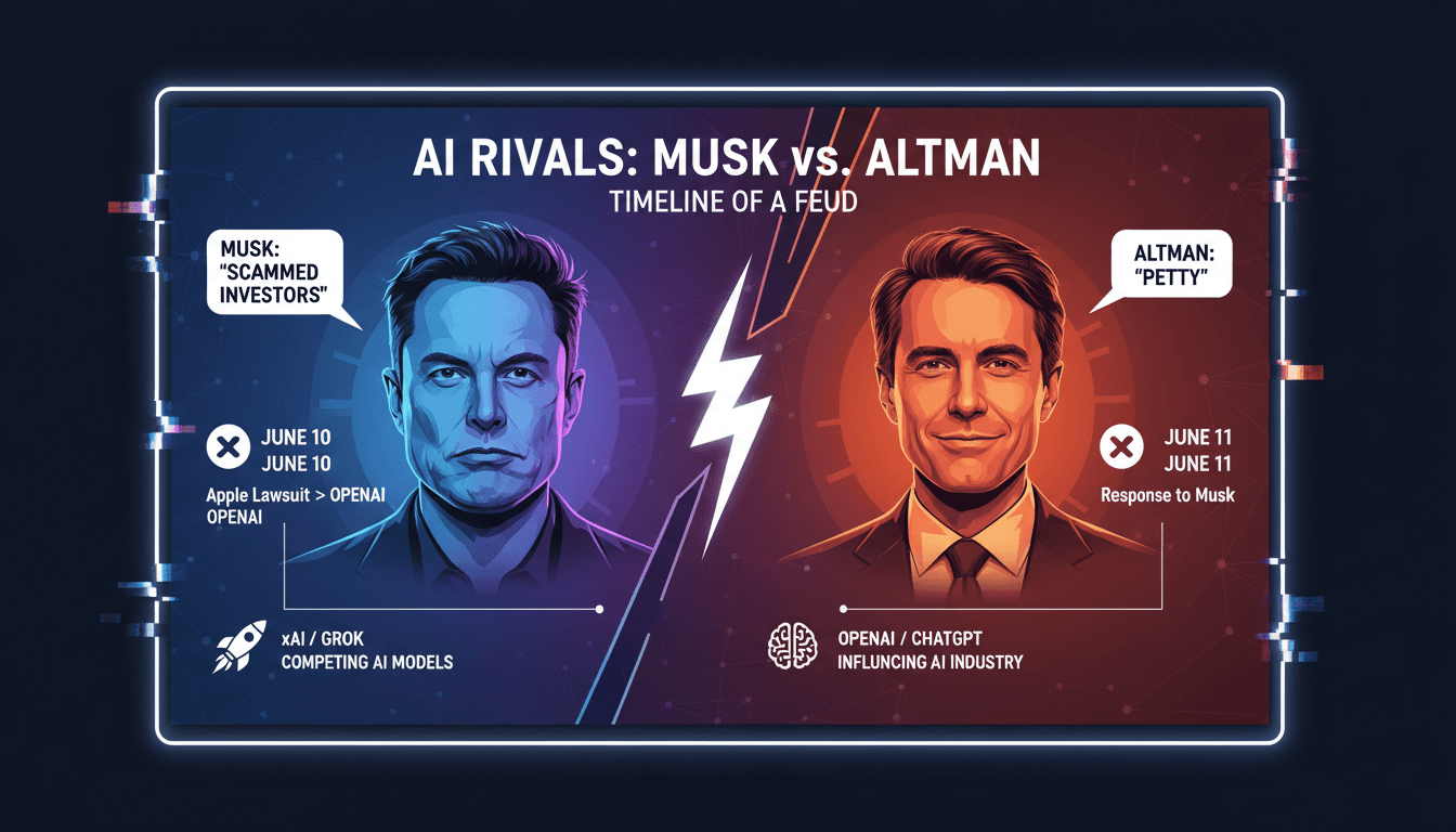 Elon Musk and Sam Altman in a public feud over AI competition