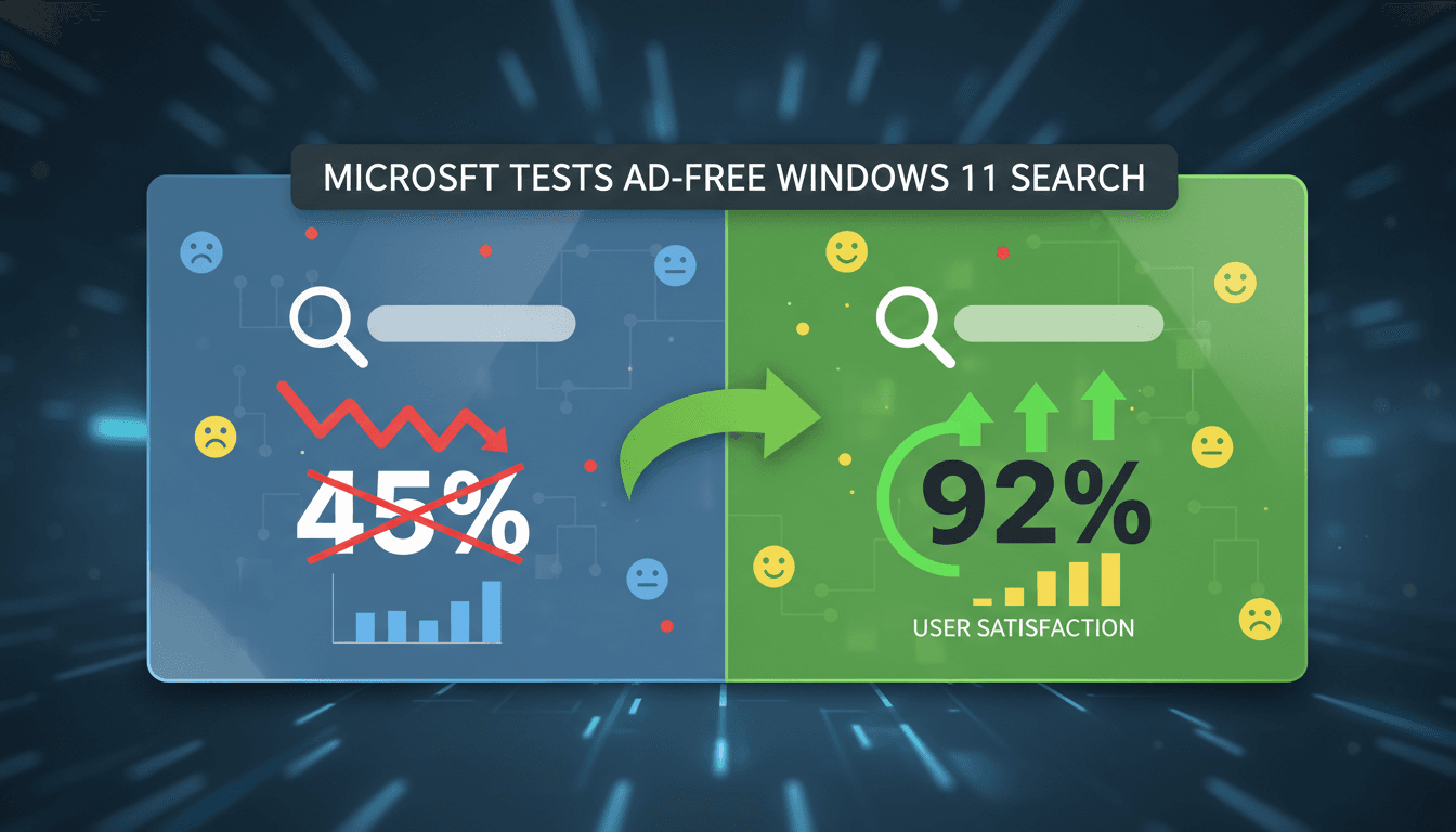 Microsoft Windows 11 ad-free search menu concept