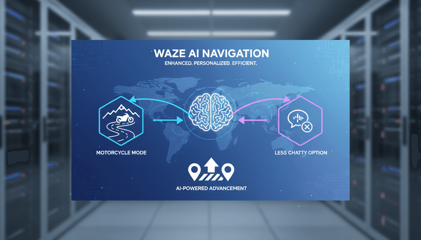 Waze app interface showcasing new AI features for navigation.