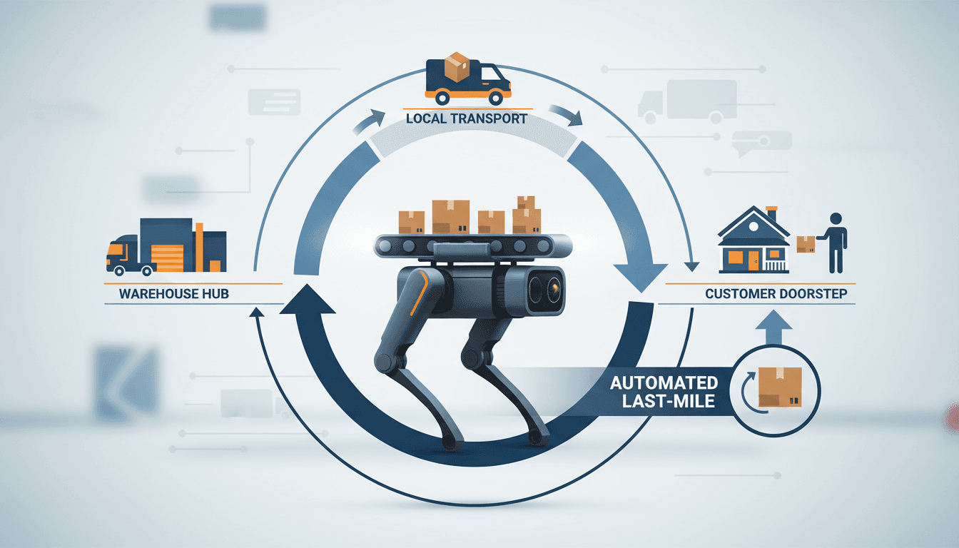 Boston Dynamics Spot robot delivering packages to doorsteps