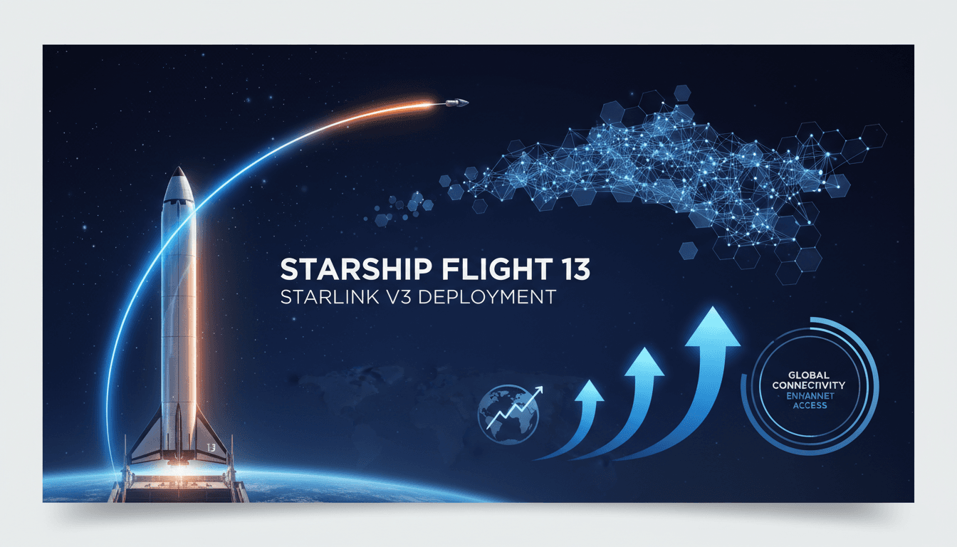 SpaceX Starship Flight 13 launch with Starlink V3 satellites