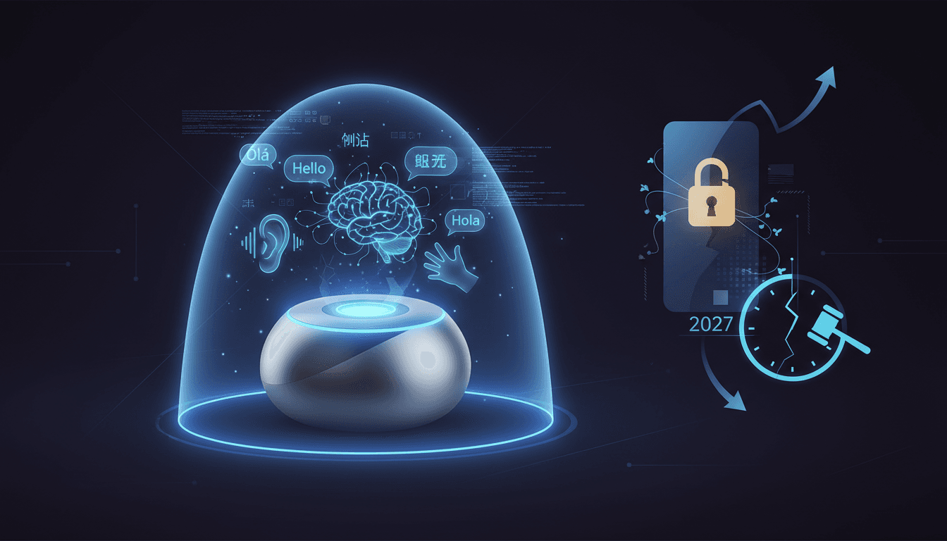 Conceptual image of OpenAI's portable screenless AI speaker