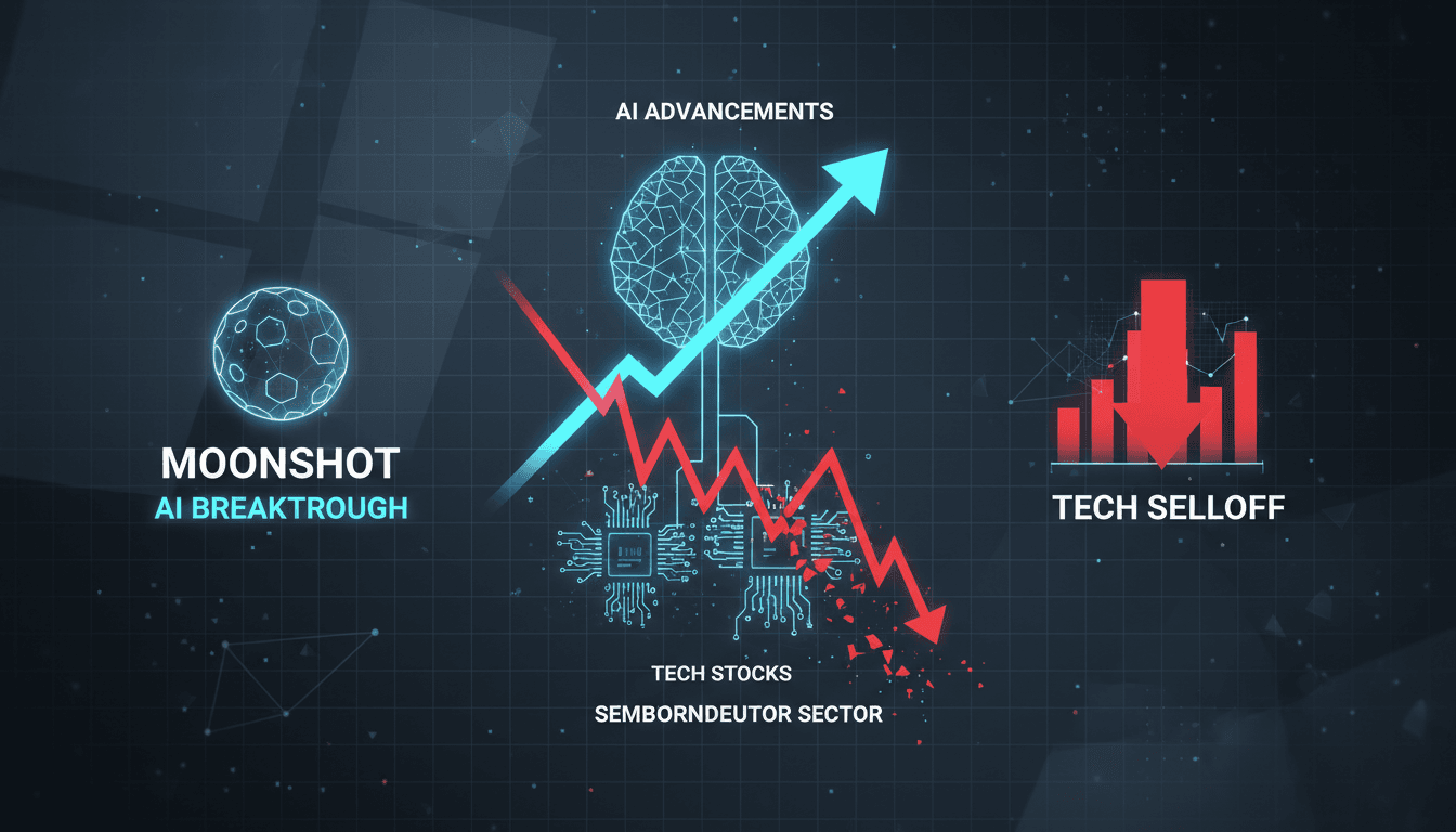 Illustration of tech stock performance following Moonshot's AI breakthrough.