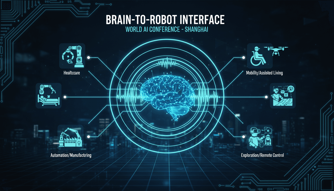 BrainCo's brain-to-robot interface showcased at the World AI Conference.