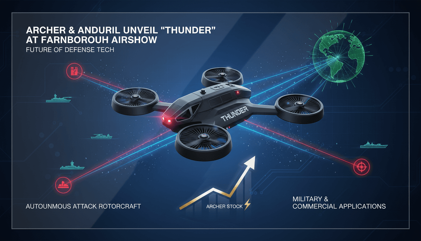 Archer Aviation and Anduril Industries unveil the Thunder rotorcraft at Farnborough Airshow.