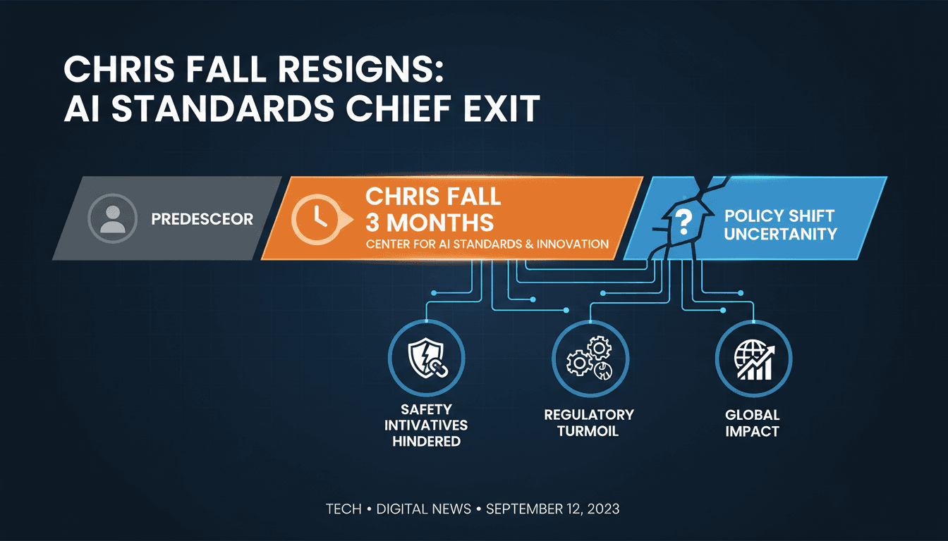 Chris Fall resigns from his position as US AI standards chief.