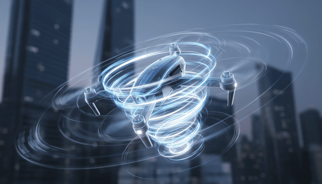 Phantom Twist drone demonstrating its rapid spinning for invisibility.