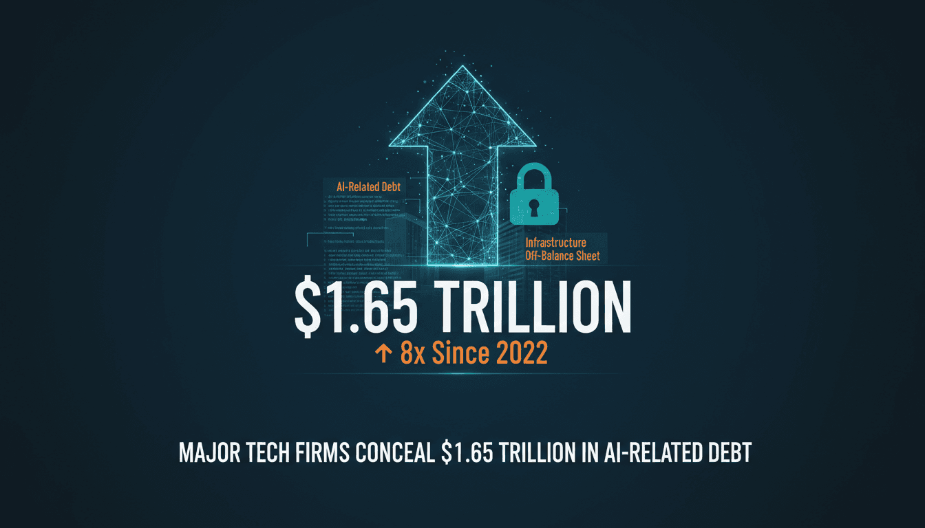Illustration of hidden debt in major tech firms related to AI investments.