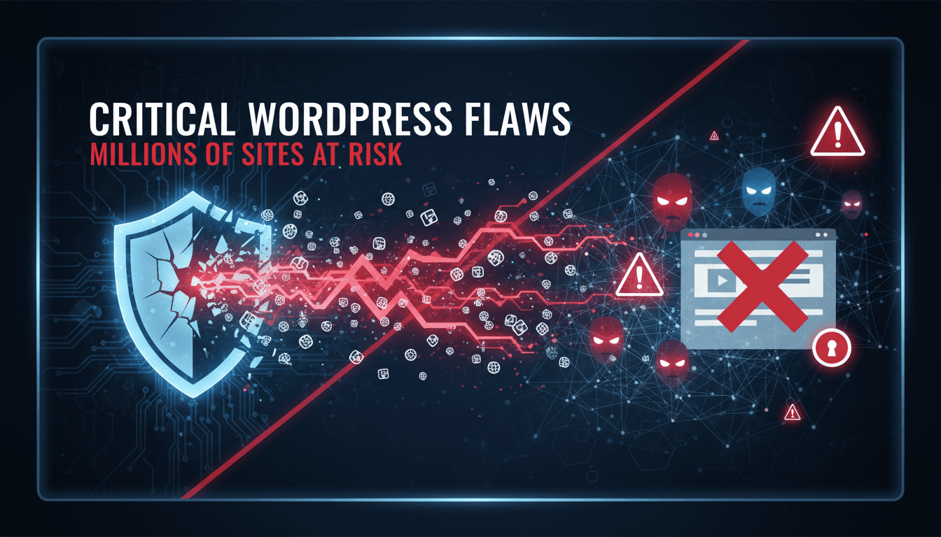 Illustration of WordPress vulnerabilities and cybersecurity threats