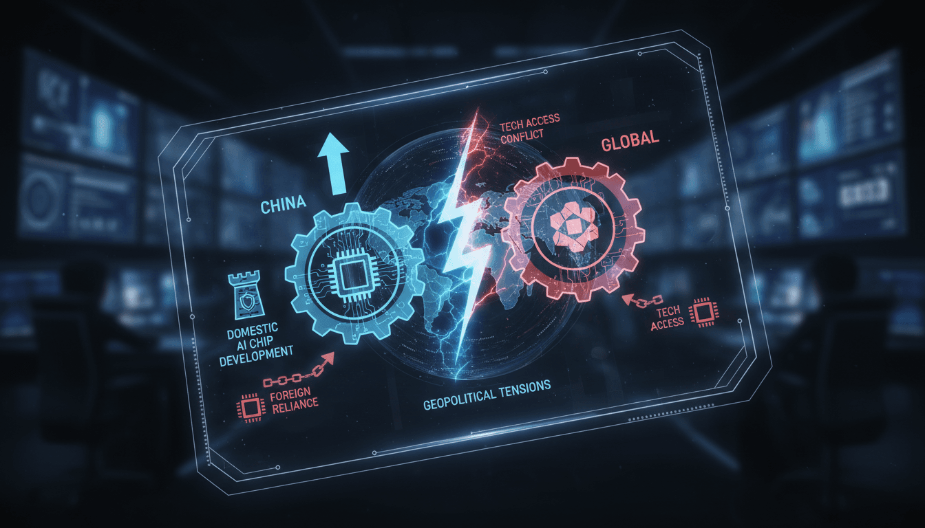 A visual representation of China's AI chip development strategy amidst global competition.