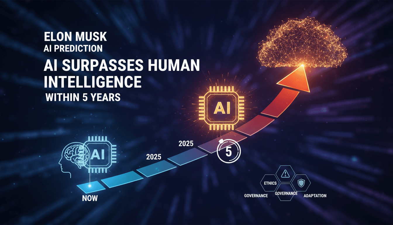 Elon Musk predicts AI will surpass human intelligence within five years
