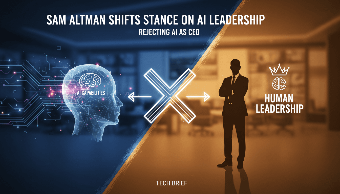 Sam Altman discussing AI leadership preferences in a corporate setting.
