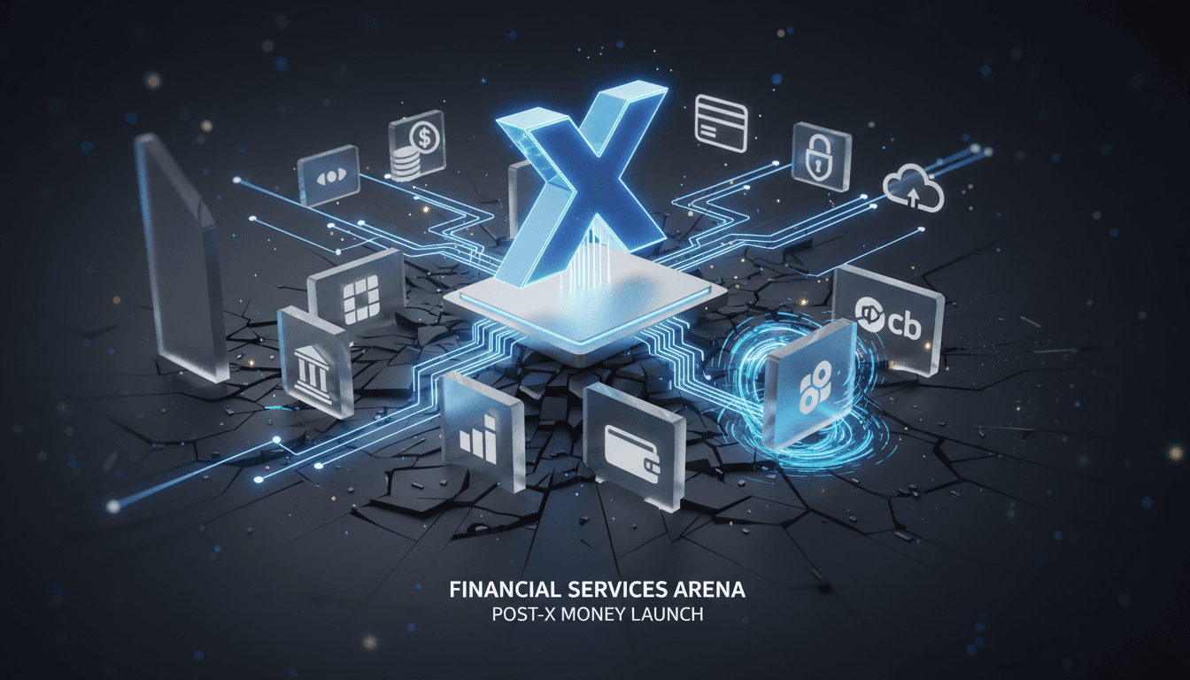 Illustration of X Money's financial services features and benefits.