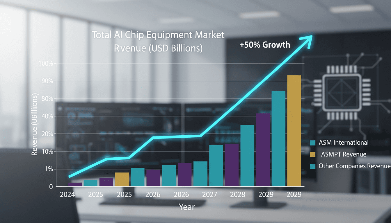 Graph showing revenue growth projections for ASM International and ASMPT in AI chip equipment.