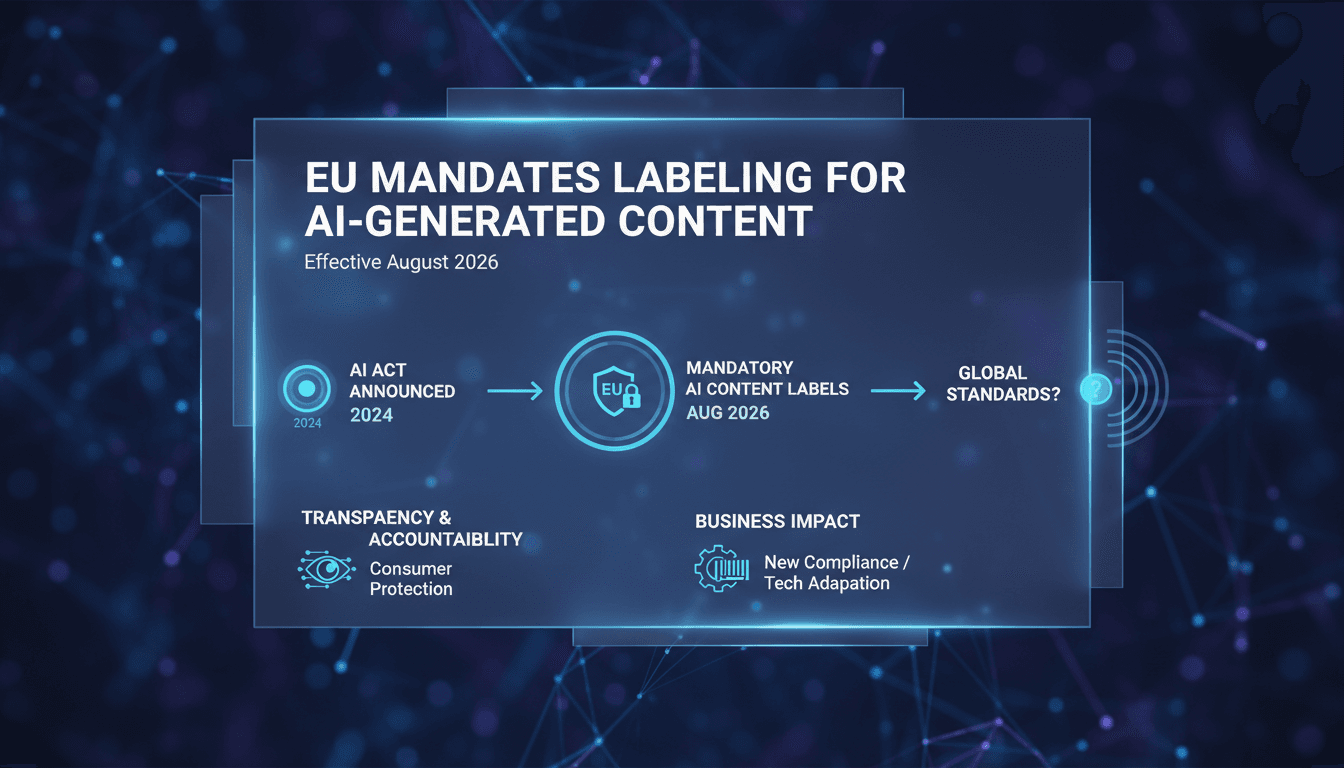 EU mandates labeling for AI-generated content starting August 2026