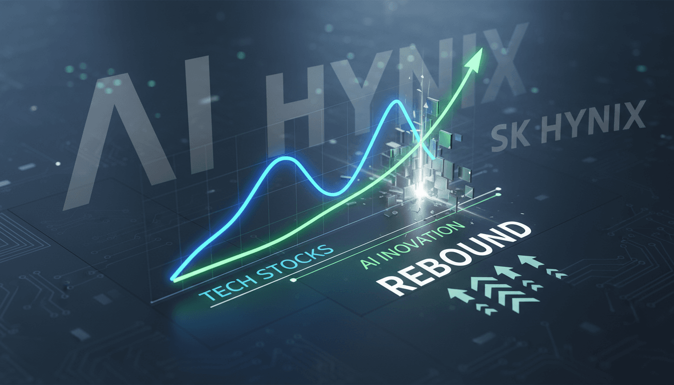 A graph showing the fluctuation of tech stocks following SK Hynix's earnings announcement.