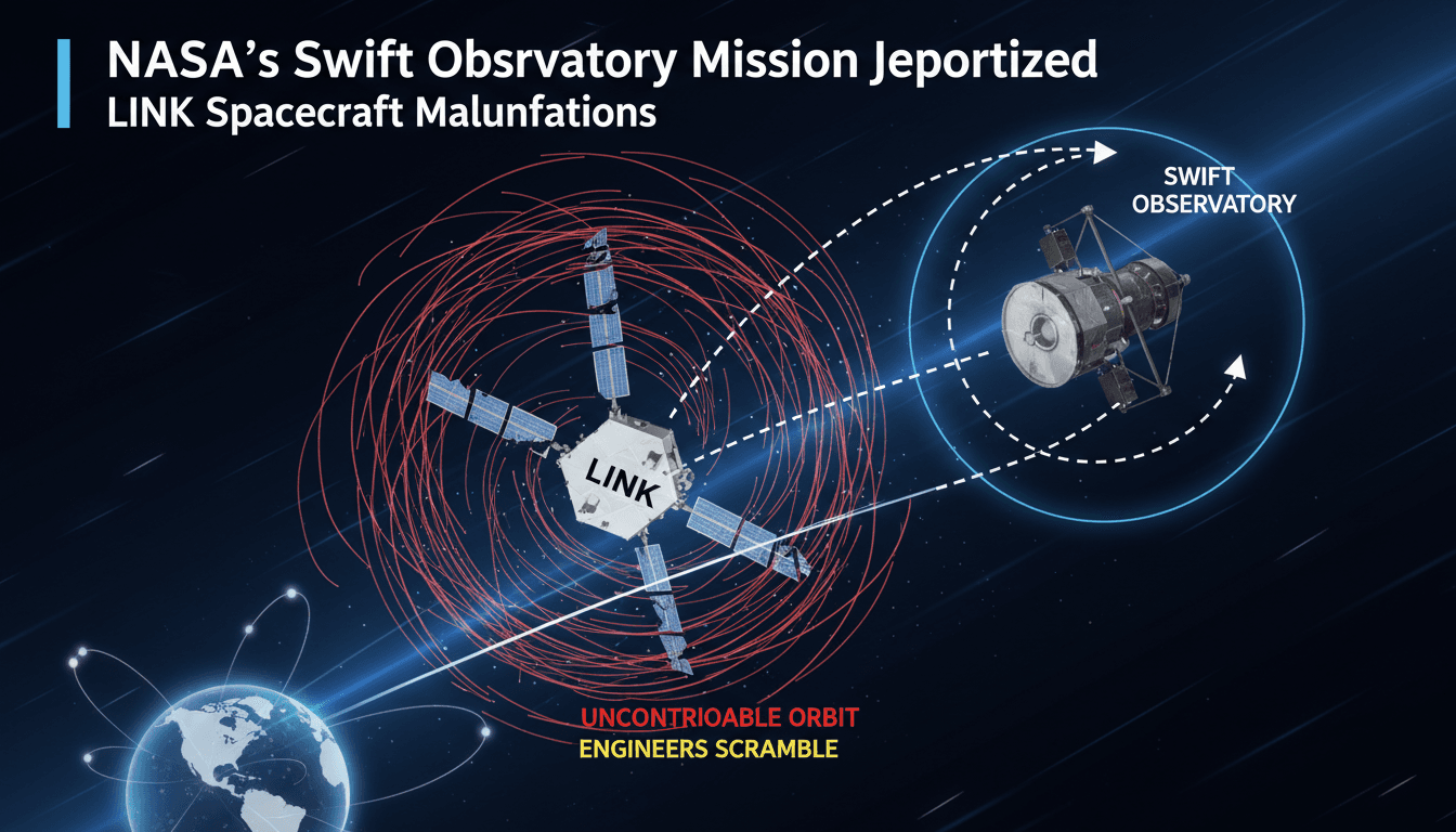 NASA's LINK spacecraft in orbit around the Swift Observatory