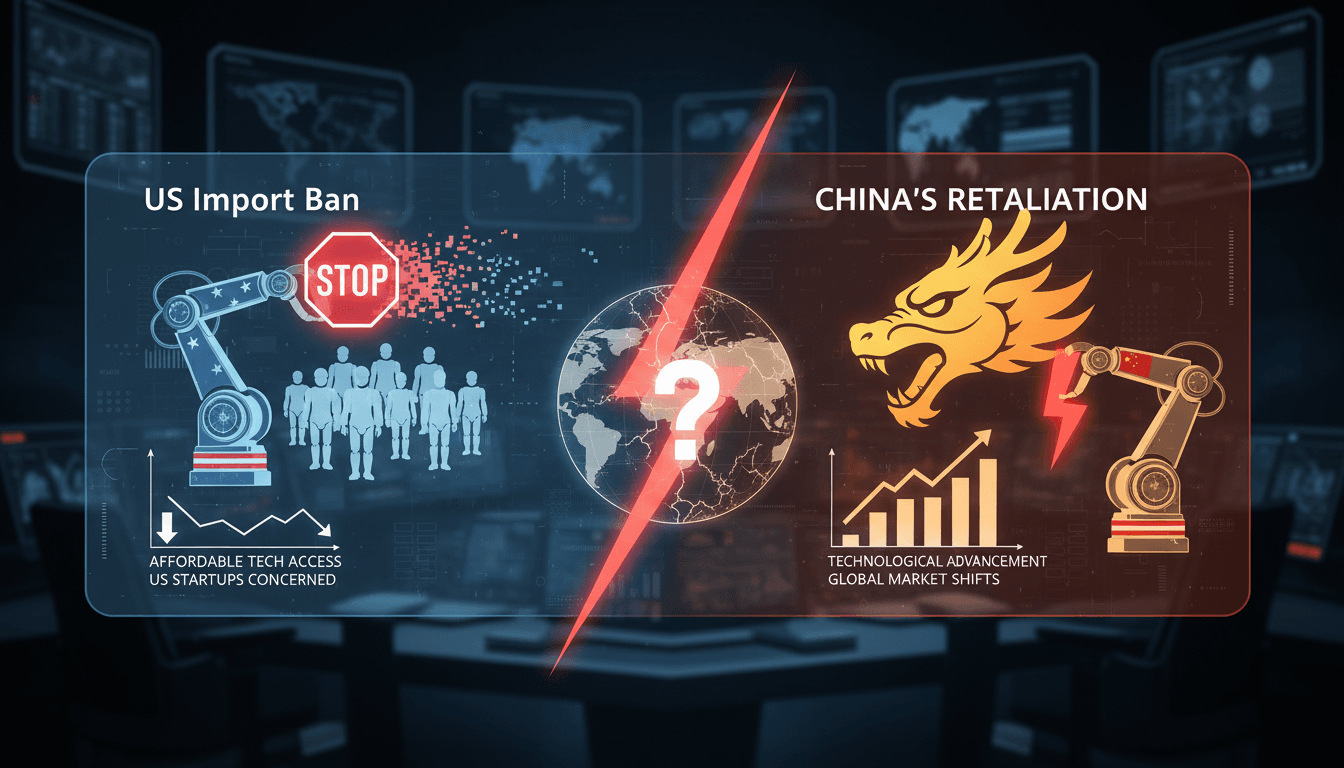 A conceptual image depicting US-China trade tensions in technology.