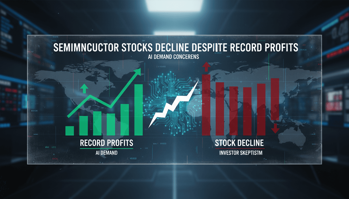 Semiconductor stocks decline despite record profits amid AI demand concerns