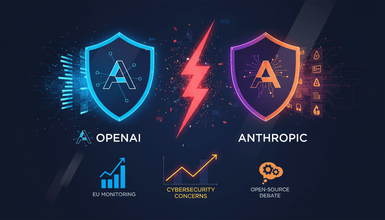 Illustration depicting cybersecurity threats in AI technologies.