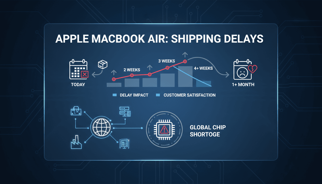 Apple MacBook Air with a shipping delay notice