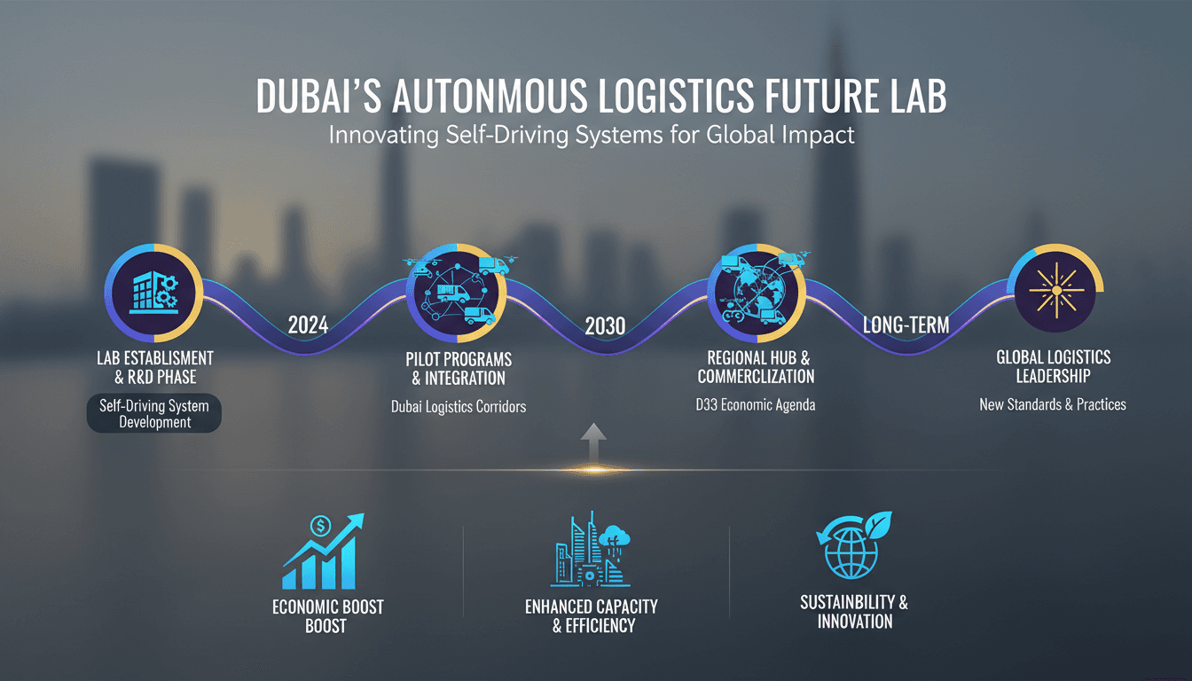 A futuristic concept of autonomous logistics vehicles in Dubai.