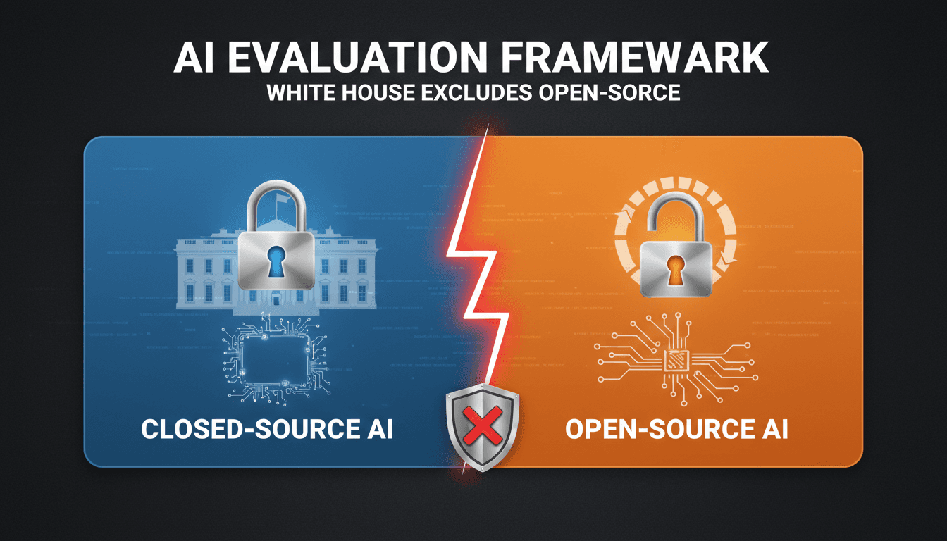 Illustration of AI models with a focus on closed-source versus open-source evaluations.