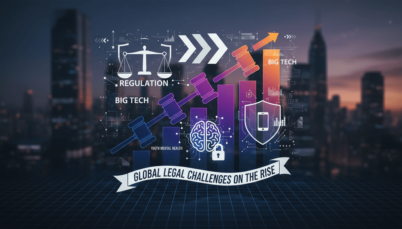 TikTok logo with a gavel symbolizing legal settlements over addiction claims.