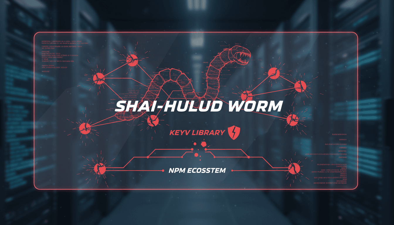 Illustration of the Shai-Hulud worm attack on npm packages