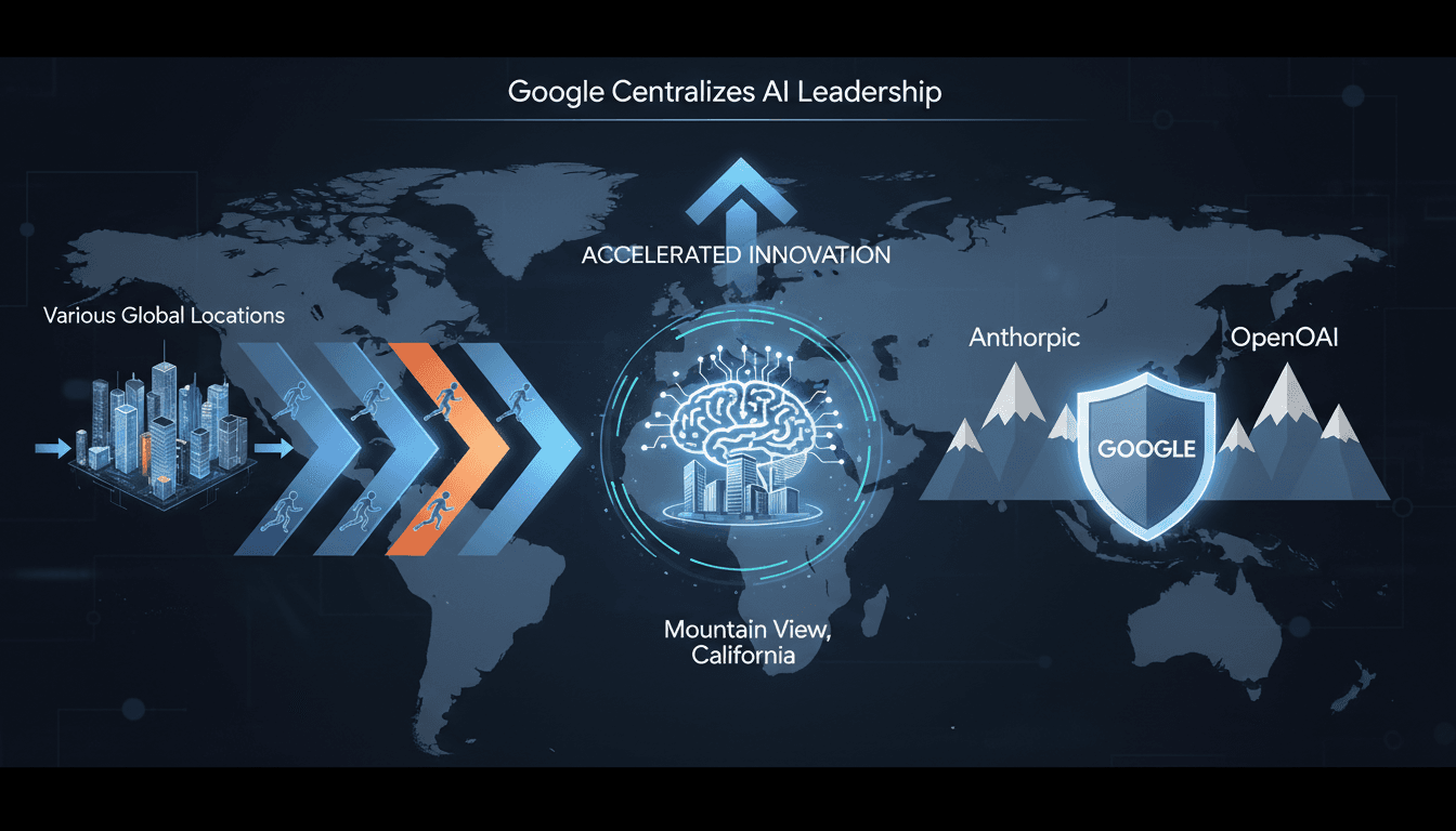 Google headquarters in Mountain View with AI leadership focus