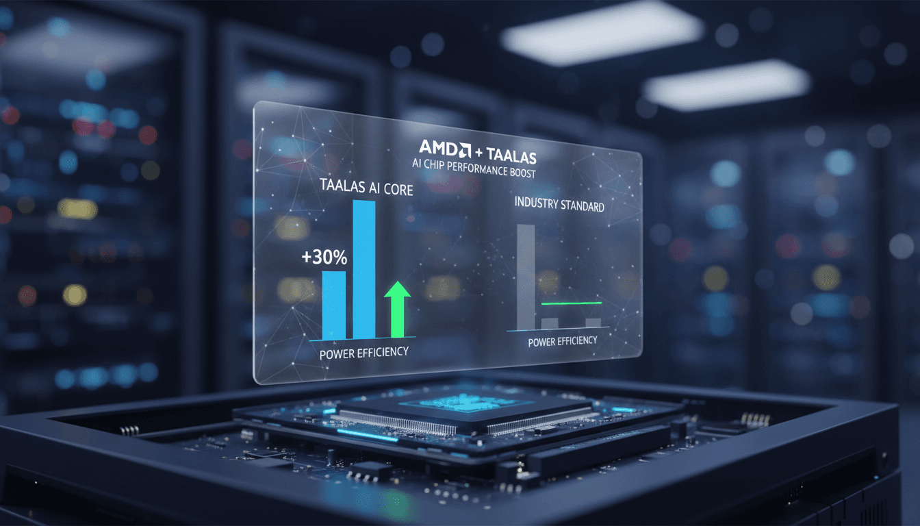 AMD logo with AI chip technology graphics