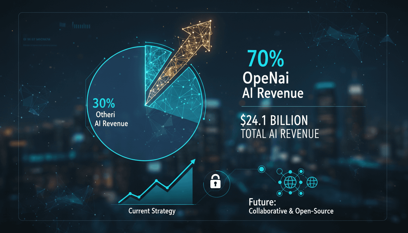 Microsoft logo with AI graphics illustrating revenue impact from OpenAI