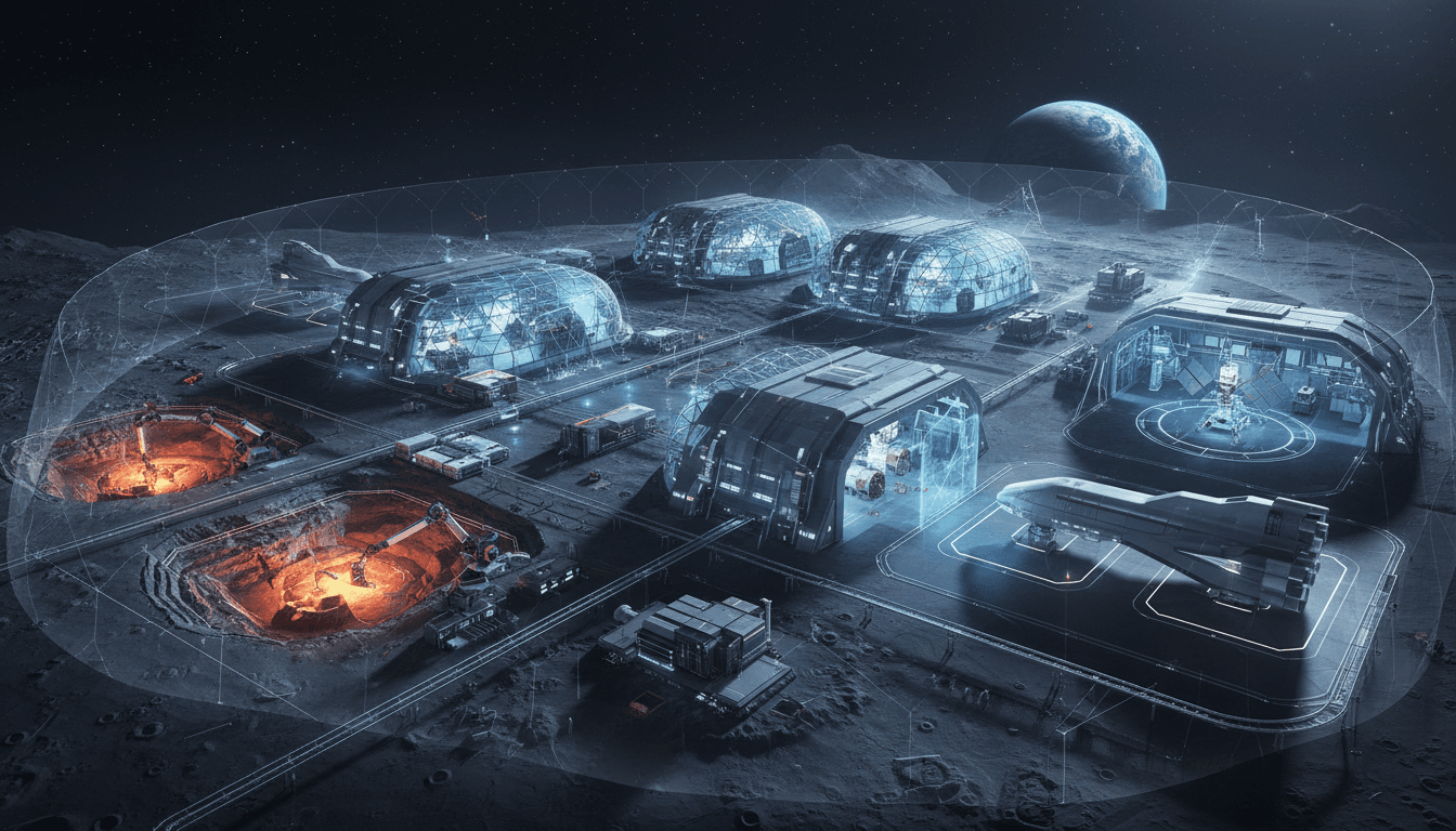 Conceptual graphic of SpaceX's lunar manufacturing facilities