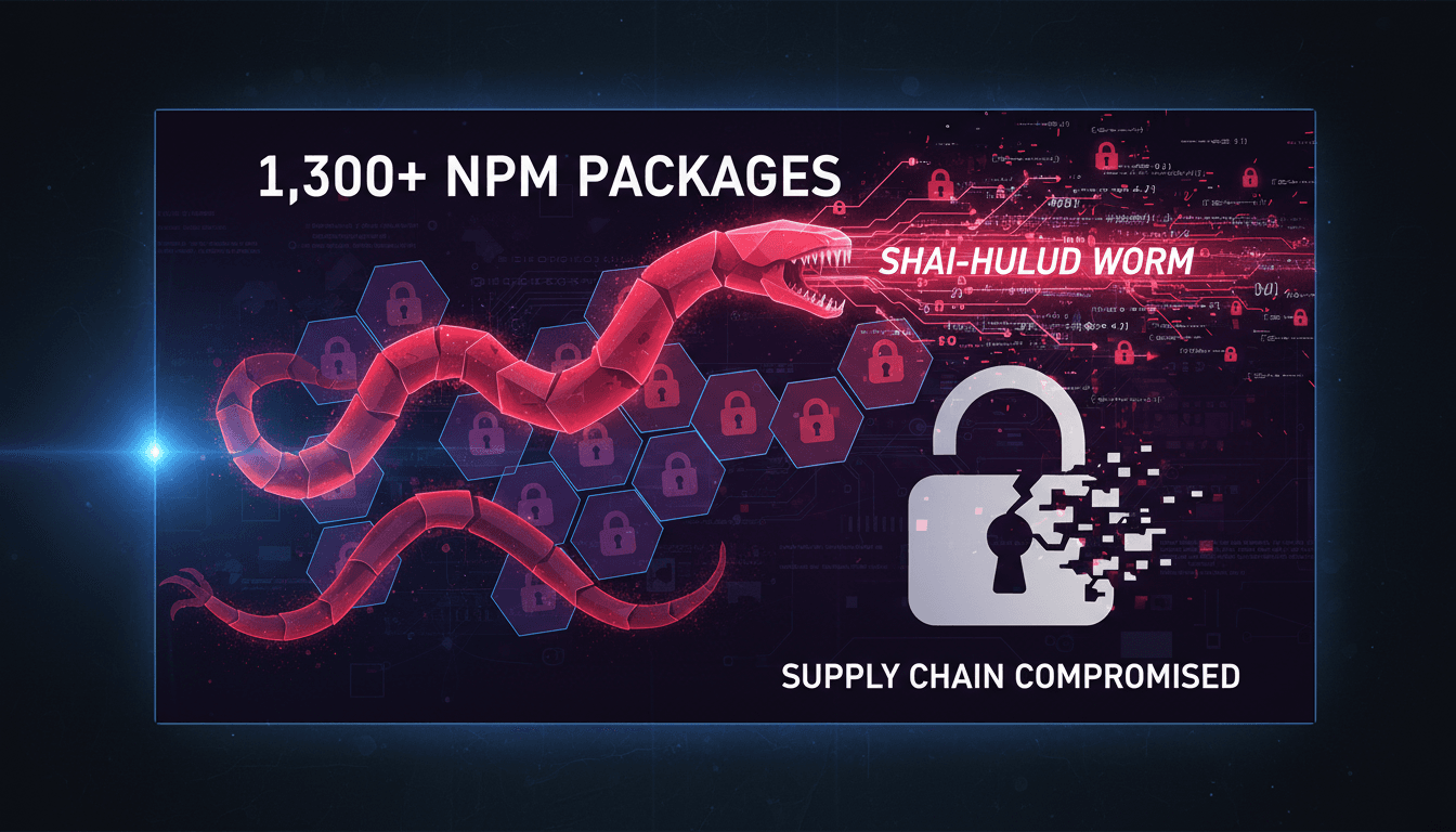 Illustration of the npm ecosystem affected by a security breach.